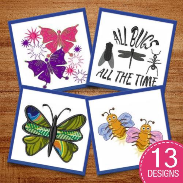 Picture of Bugs, Butterflies & Insects Embroidery Design Pack