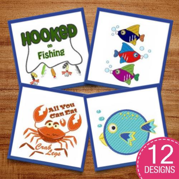 Picture of Fun Fish Characters Embroidery Design Pack