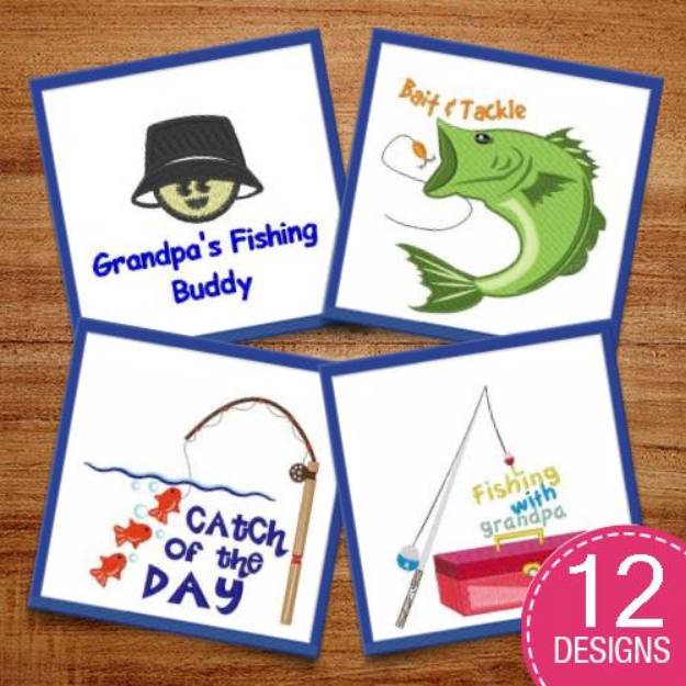 Picture of Who's Ready To Go Fishing? Embroidery Design Pack