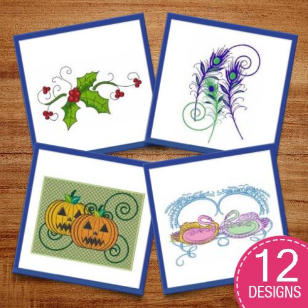 Picture of Beautiful Swirls & Embellishments Embroidery Design Pack