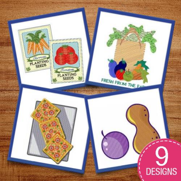 Picture of Organic Veggies Embroidery Design Pack
