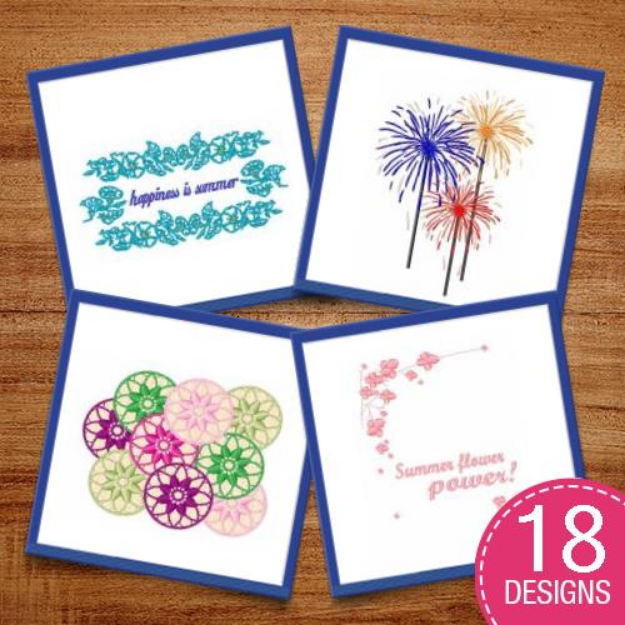 Picture of Summer Flowers & Decorations Embroidery Design Pack