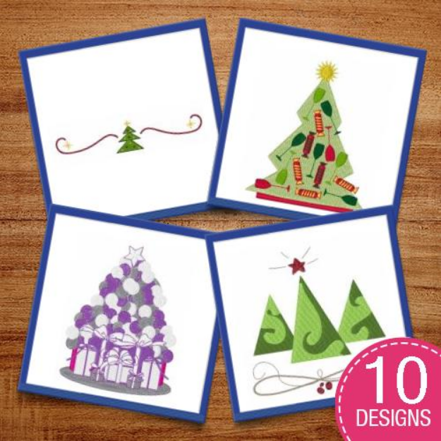 Picture of Happy Christmas Trees Embroidery Design Pack