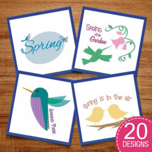 Picture of Spring Birds & Flowers Embroidery Design Pack