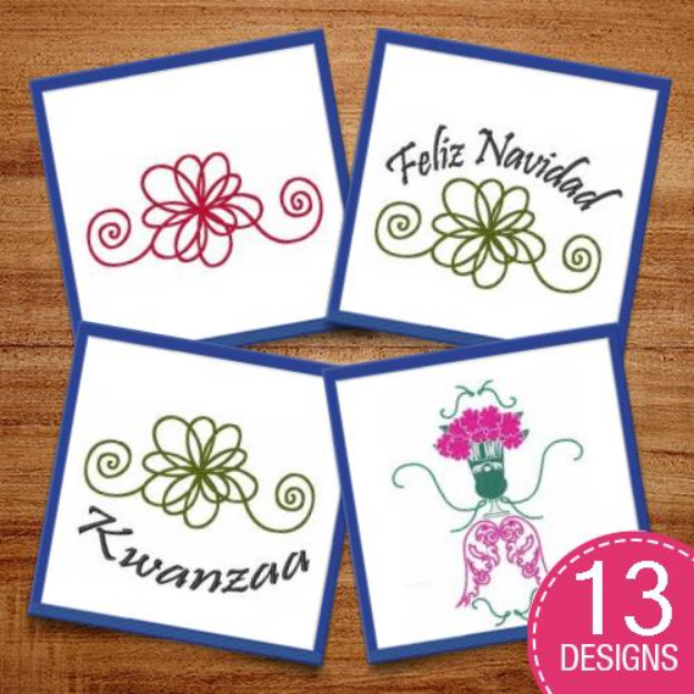 Picture of Beautiful Flowers & Swirls Embroidery Design Pack
