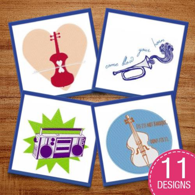 Picture of Musical Instruments Embroidery Design Pack
