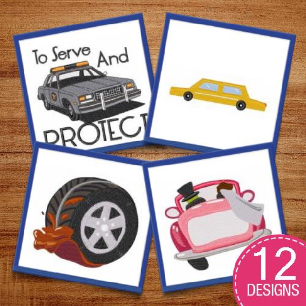 Picture of Cars, Cars, Cars! Embroidery Design Pack