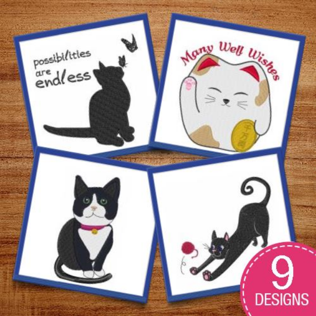 Picture of Adorable Felines Embroidery Design Pack