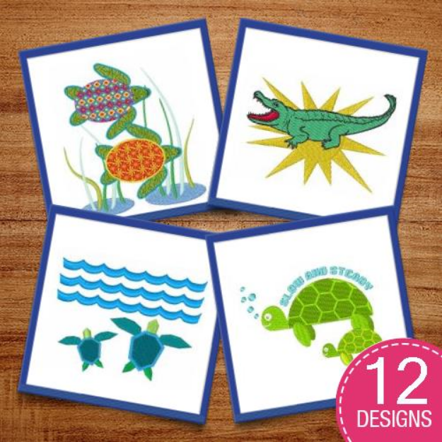 Picture of Aquatic Reptiles Embroidery Design Pack