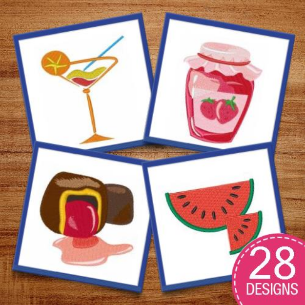 Picture of Fruits & Fruit Drinks Embroidery Design Pack