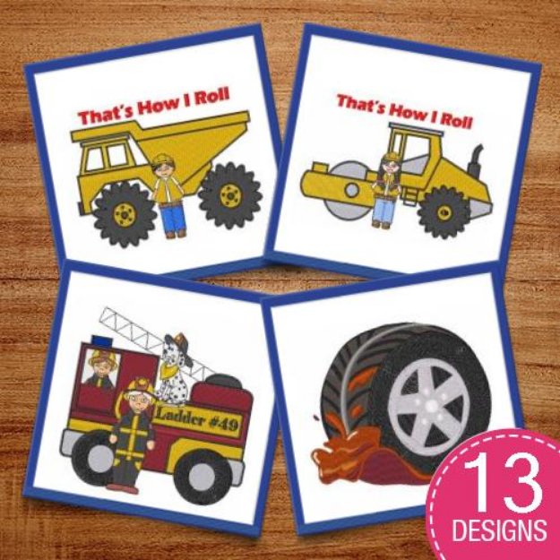 Picture of Little Boy Trucks & Toys Embroidery Design Pack