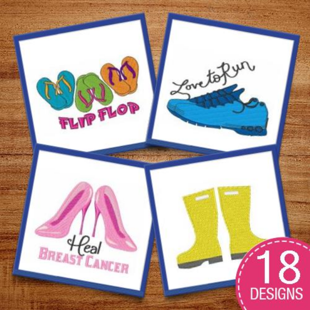 Picture of Shoes, Flip Flops & More Embroidery Design Pack