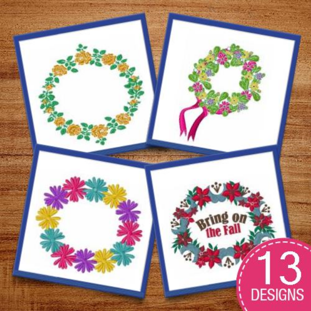 Picture of Floral Wreathes & Flowers Embroidery Design Pack