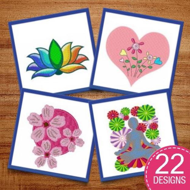 Picture of Springtime Flowers & Decorations Embroidery Design Pack