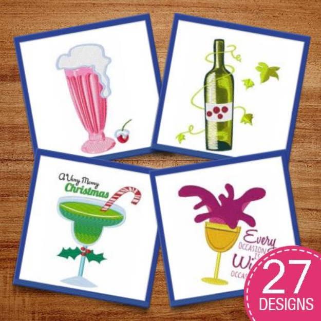 Picture of Drinks All Around! Embroidery Design Pack