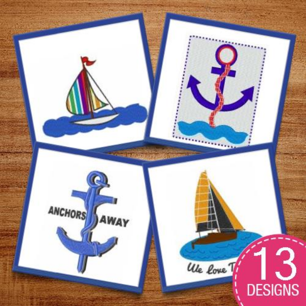 Picture of Sailboats, Ships & Anchors Embroidery Design Pack