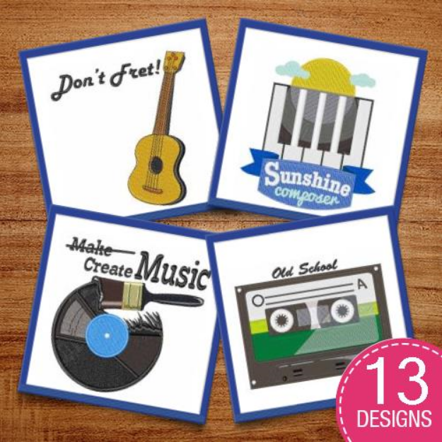 Picture of Let's Make Music Embroidery Design Pack