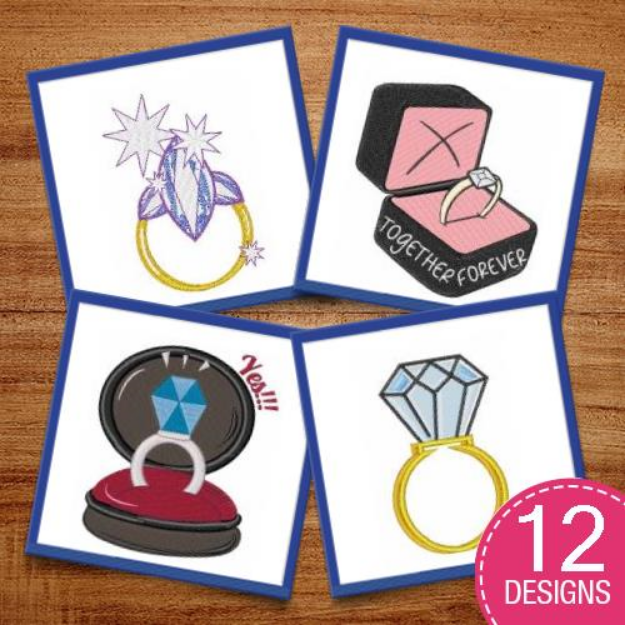 Picture of Engagement Rings Embroidery Design Pack