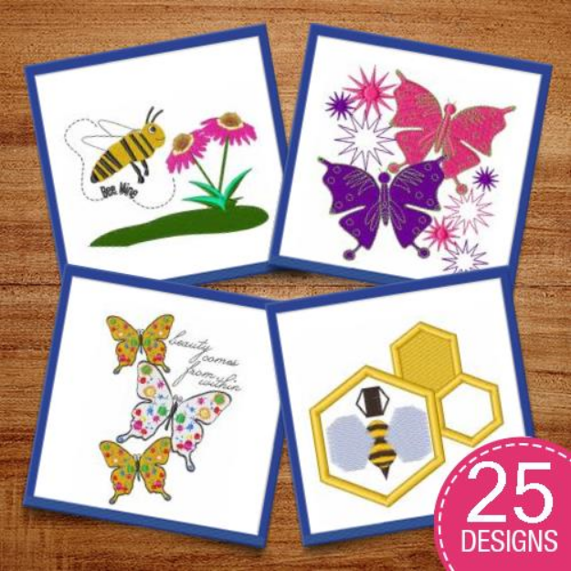 Picture of Bugs, Butterflies & Insects Embroidery Design Pack