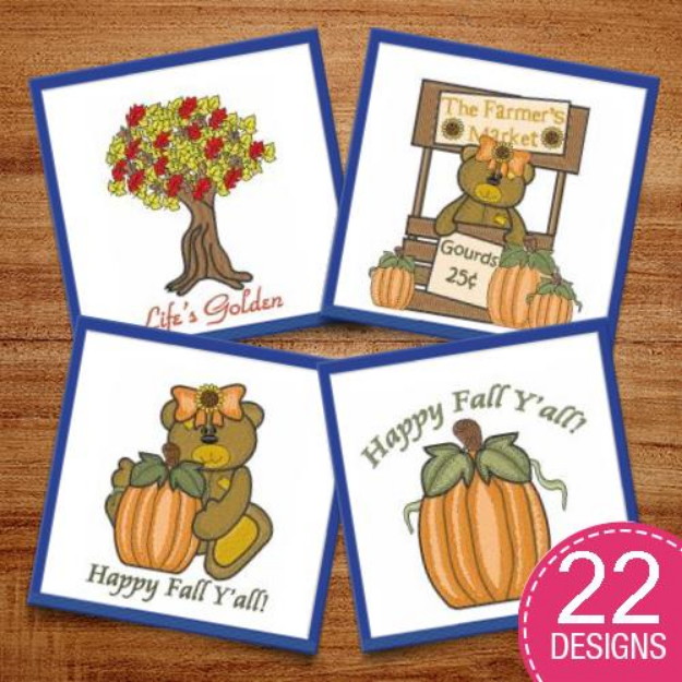Picture of Autumn Leaves & Decorations Embroidery Design Pack