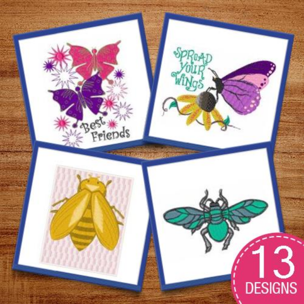 Picture of Butterflies & Bumblebees Embroidery Design Pack