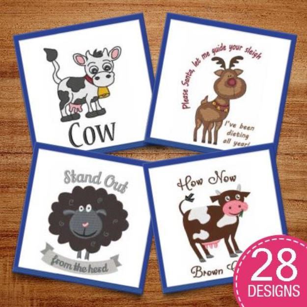 Picture of Humorous Mammals Embroidery Design Pack