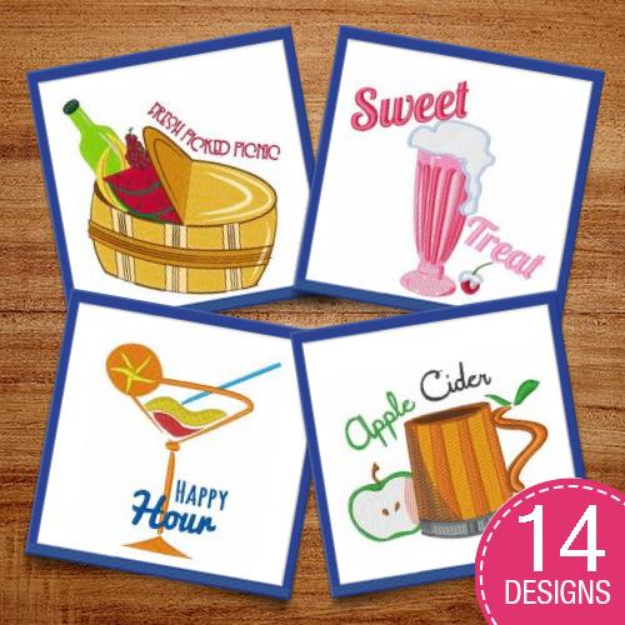 Picture of Summer Drinks & Cocktails Embroidery Design Pack