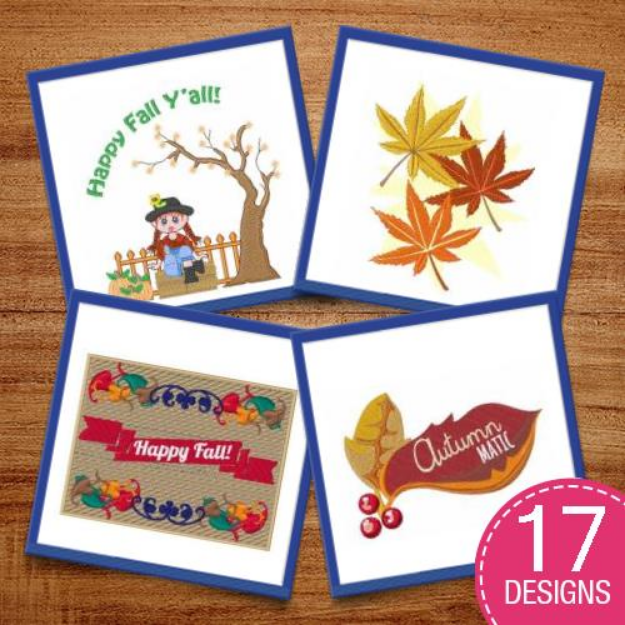 Picture of Fall Season Decorations Embroidery Design Pack