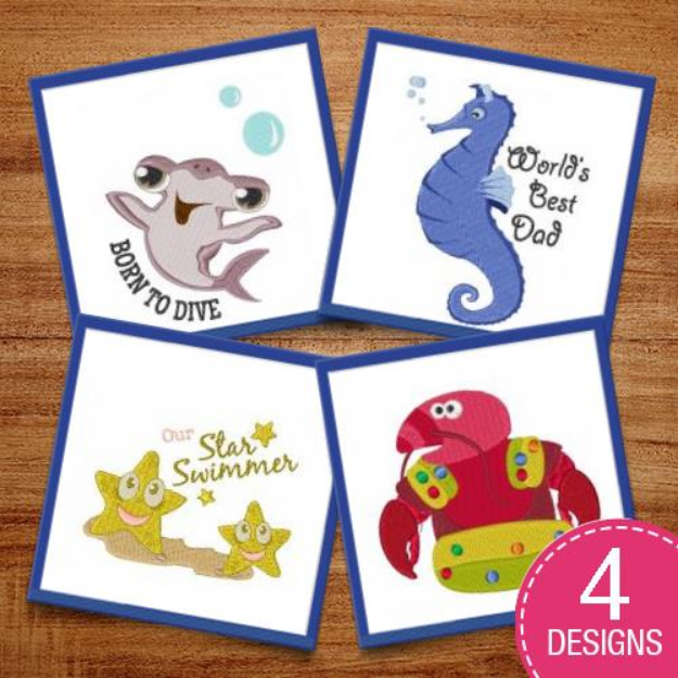 Picture of Cute Marine Animals Embroidery Design Pack