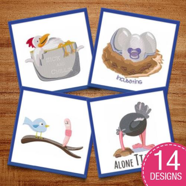 Picture of Funny Birds Embroidery Design Pack