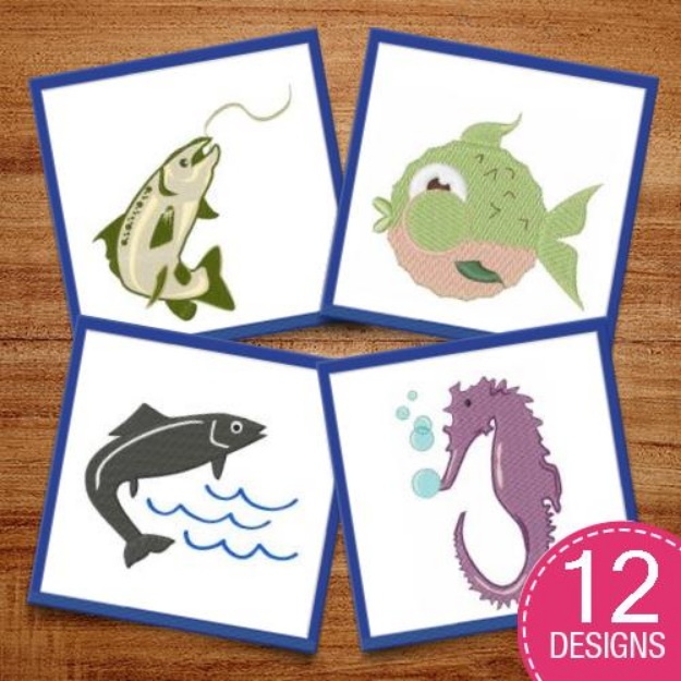 Picture of Ocean Animals Embroidery Design Pack