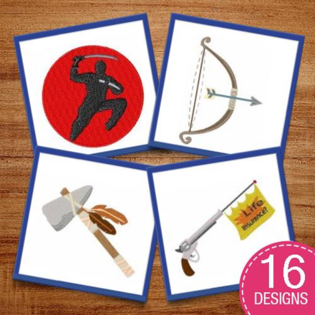 Picture of Bows, Swords & Bombs Embroidery Design Pack