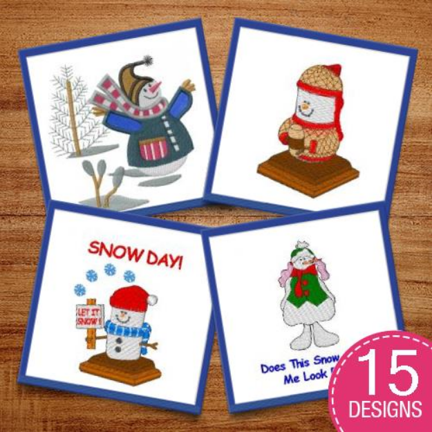 Picture of Christmas Snowflakes & Snowmen Embroidery Design Pack