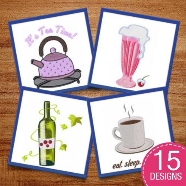 Picture of Let's Get A Drink Embroidery Design Pack