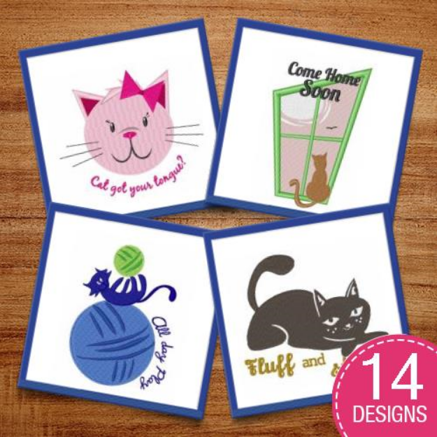 Picture of Funny Furry Felines Embroidery Design Pack