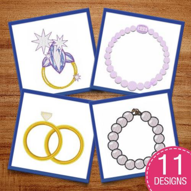 Picture of Every Girl Loves Jewelry! Embroidery Design Pack