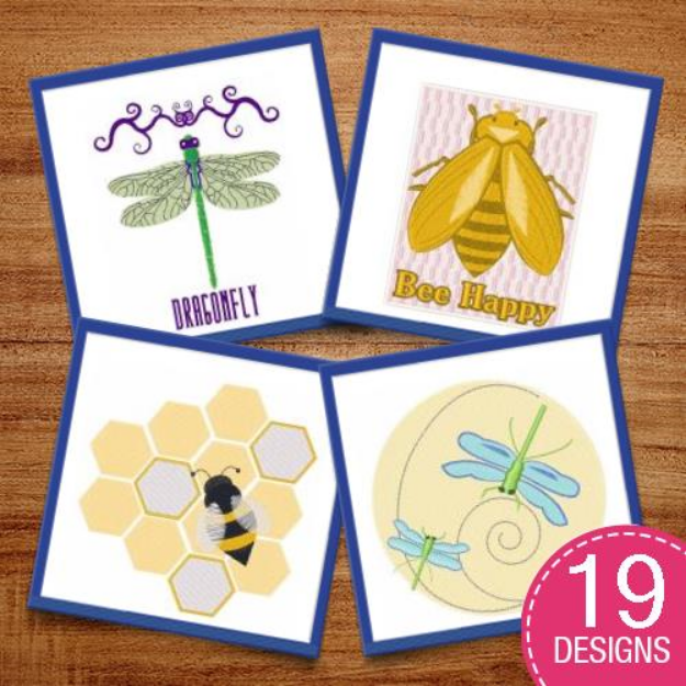 Picture of Bugs, Bees & Insects Embroidery Design Pack