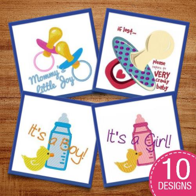 Picture of Baby Bottles & Rattles Embroidery Design Pack