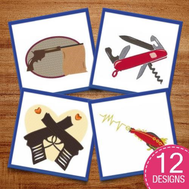 Picture of Guns & Arrows Embroidery Design Pack