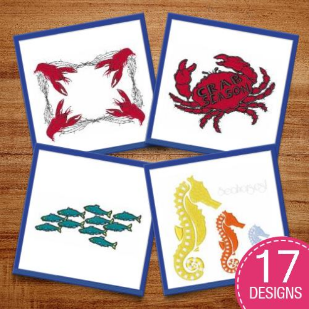 Picture of Ocean Animals Embroidery Design Pack