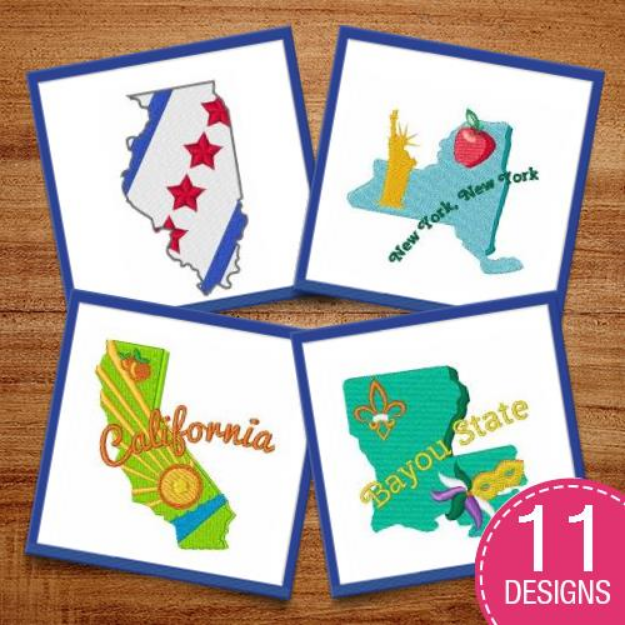 Picture of States Of America Embroidery Design Pack
