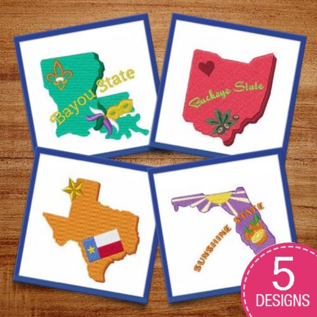 Picture of States In America Embroidery Design Pack