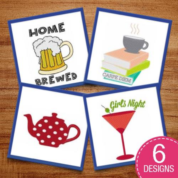 Picture of Bottoms Up Drinks! Embroidery Design Pack