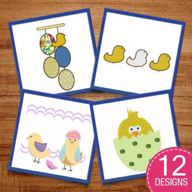 Picture of Cartoon Easter Eggs & Chicks Embroidery Design Pack