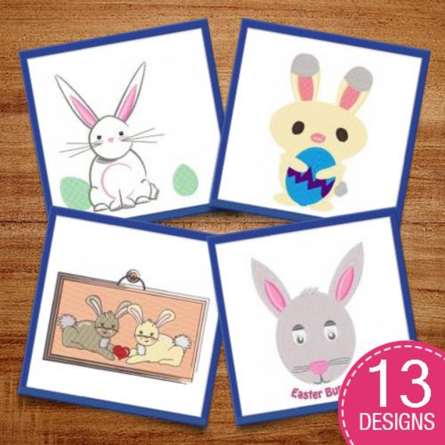 Picture of Adorable Easter Bunnies Embroidery Design Pack