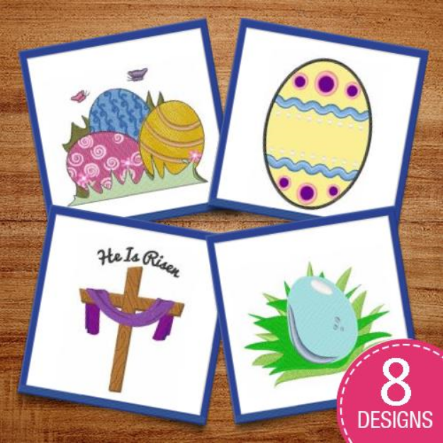 Picture of Easter Ferns, Eggs & Crosses Embroidery Design Pack