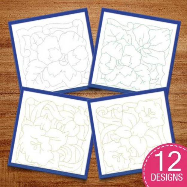 Picture of Pastel Flower Quilt Block Embroidery Design Pack