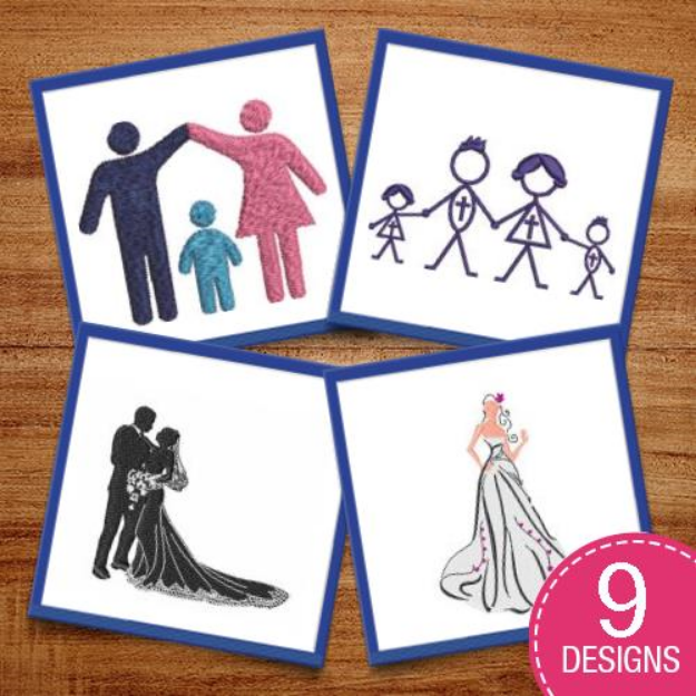 Picture of Men, Women & Children Embroidery Design Pack