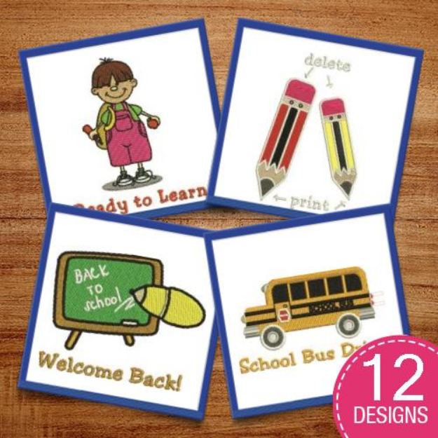 Picture of School Days Captions Embroidery Design Pack