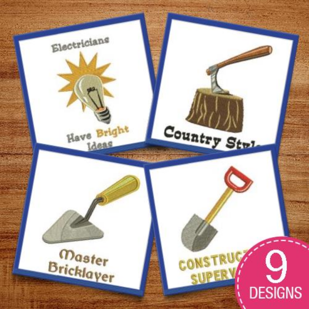 Picture of Tools & Captions Embroidery Design Pack